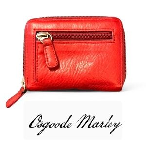 Osgoode Marley Genuine Leather Red Accordian Style Lightweight RFID Wallet